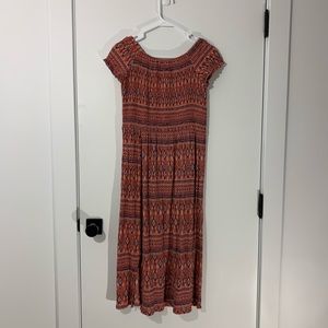 Nap Dress Boho Pink Off Shoulder Midi Dress Sz. M